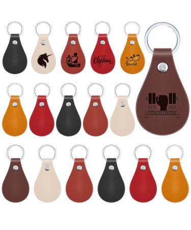 30 Pcs Leather Key Fob Kit for DIY Craft, PU Leather Key Fobs Blanks with Rivets and Key Rings for Laser Engraving Keychain Making Leather Working (Multi Colors)