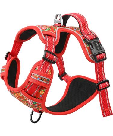 Shop Heele Dog Crockery & Reflective Padded Harness for Medium Dogs - Adjustable Flower Red XL - Buy Online on GoSupps.com