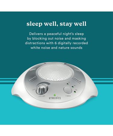 Homedics SoundSleep White Noise Machine - Portable Small Travel Sound Therapy with 6 Nature Sounds for Home, Office, Nursery - Silver - Buy Online on GoSupps.com