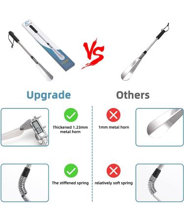 Adjustable Long Handled Shoe Lifter | Stainless Steel Telescopic Spring Shoehorn - Silver - Buy Online on GoSupps.com
