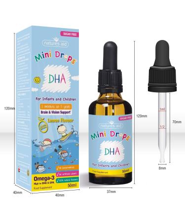 Natures Aid DHA Omega-3 Mini Drops for Infants & Children - Sugar Free 50ml - Buy Online on GoSupps.com