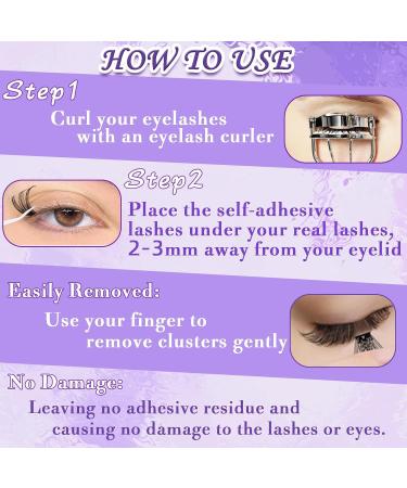 Self Adhesive Eyelash Clusters - 72 Pcs D Curl 10-18mm Press On Lashes | Anforlin Fluffy Natural Look Eyelash Extensions - No Glue Needed - Buy Online on GoSupps.com
