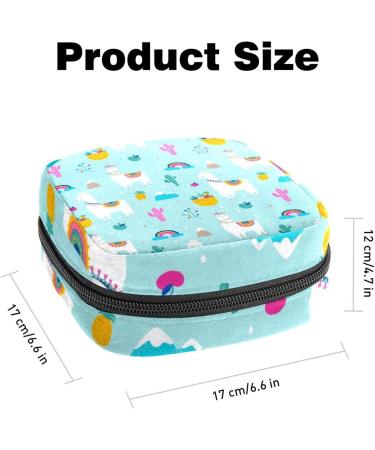 Stylish Menstruation Pad Bag with Zipper | Women's Napkin & Tampon Collection Bags (Lama Alpaca Cacti & Leaves) - Buy Online on GoSupps.com