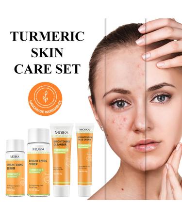 Turmeric Skin Care Gifts Set for Women - Travel Size 4-Step Kit with Cleanser Toner Serum & Cream for All Skin Types - Buy Online on GoSupps.com