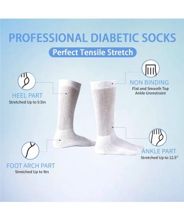 Fibye Extra Wide Socks for Swollen Feet - 2 Pairs Diabetic Edema Neuropathy Socks - Non-Binding Loose Fit - White, Medium - Buy Online on GoSupps.com