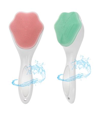 Silicone Face Scrubber 2 Pack Silicone Face Brush Exfoliating Brush Coldairsoap Silicone Facial Cleansing Brush Handheld Face Wash Brush for Pore Cleansing Face Skincare Removing Blackhead