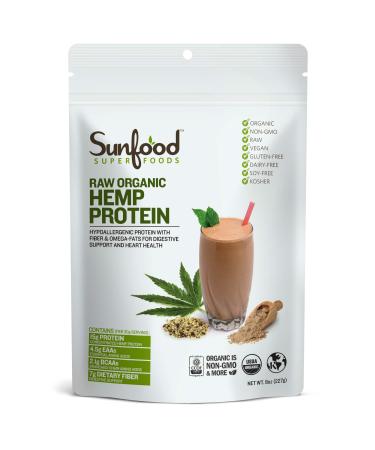 Sunfood Superfoods Hemp Protein Powder - Raw, Organic, Natural Flavor. 100% Pure Single Ingredient Plant-Based Protein Powder. Rich in Dietary Fiber and Amino Acids. Vegan, Gluten-Free. 8 oz Bag Hemp Protein 8 Ounce (Pack