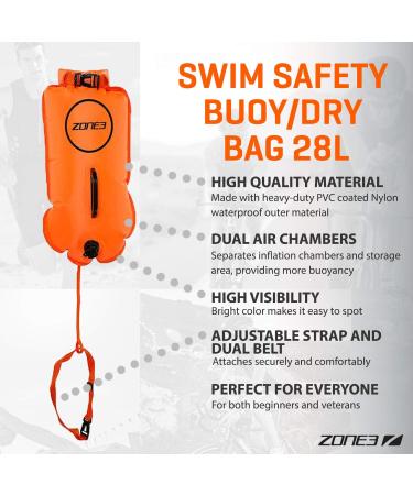 Zone3 Swim Safety Buoy/Dry Bag 28L - Hi Vis Orange | Essential Open Water Swimming Gear - Buy Online on GoSupps.com