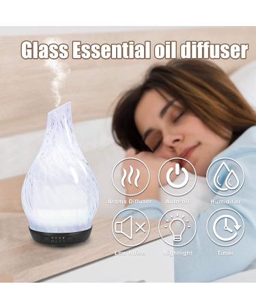 ZEERK 250ML Art Glass Essential Oil Diffuser - Ultrasonic Aroma Diffuser, Quiet Cool Mist Humidifier with 7 Color Changing LEDs, Timer Setting, Waterless Auto-Off, BPA Free - White Art Glass Diffuser for Home Gift - Buy Online on GoSupps.com
