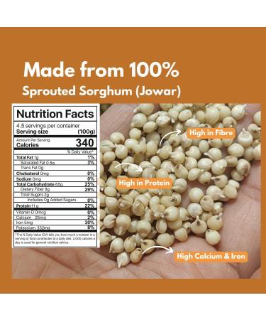 NIHKAN Sprouted Jowar Flour - 454g | Gluten-Free & Easy to Digest | Rich in Nutrition | Ideal for Gut Health - Buy Online on GoSupps.com