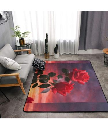 Buy Two Red Roses Flannel Non-Slip Floor Mat 63x48 Inches Comfortable & Lint-Free Perfect for Any Occasion International Shipping Available - Buy Online on GoSupps.com
