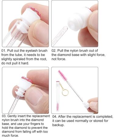 tinysiry Brosse cils en faux cristal avec boucle et tuyau en strass brosses cils mascara brosse baguettes applicateur cosm tique maquillage brosse trousses d'outils Rose rouge - Buy Online on GoSupps.com