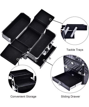 Joligrace Professional Travel Makeup Train Case with Drawer - Black - Buy Online on GoSupps.com