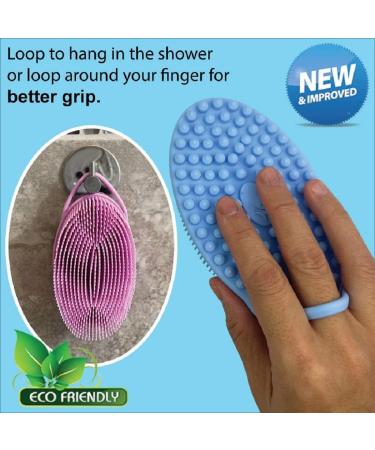 2 in 1 Exfoliating Body Scrubber: Silicone Shower Massager Brush with Premium Loofah Head - Skin, Scalp, and Hair Exfoliation in Shower - Buy Online on GoSupps.com