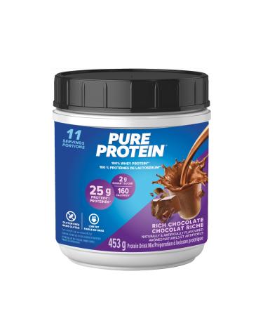 Pure Protein Whey Protein Powder - High Protein (25 g/scoop) Low Sugar (2 g/scoop) Gluten Free - Fast-Acting Formula Chocolate 453g (Packaging May Vary) Chocolate 453 g (Pack of 1)