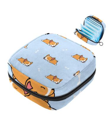 Women's binding bags cute Corgi women's tampon bag tampon storage bags zip pockets menstrual tied bags multi04