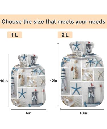 Naanle Ocean Seashell Hot Water Bottle - 1L Transparent Heat Bottle with Cover for Pain Relief & Warmth - Ideal for Bed & Hand Warmers - Buy Online on GoSupps.com