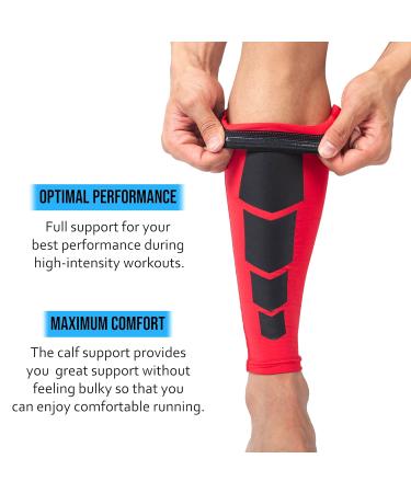360 RELIEF Compression Calf Sleeves - Red Large | For Fitness Sports, Shin Splints, Muscle Cramps | Running, Jogging, Hiking | Includes Mesh Laundry Bag | 1 Pair - Buy Online on GoSupps.com