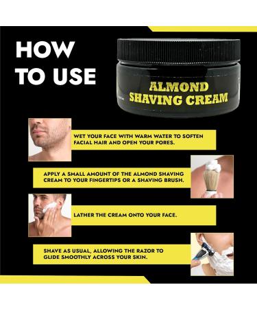 Almond Shaving Cream for Men Smooth and Hydrating Shave Cream Moisturizing Formula Almond Infused Shave Gel for Sensitive Skin Gentle Almond Shave (7.5oz) - Buy Online on GoSupps.com