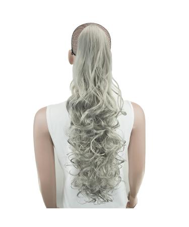 Imissu 24-Inch Thick Chaotic Curly Ponytail Extensions - Clip-In Jaw-Claw Hair Parts (Gray) | International Shipping Available - Buy Online on GoSupps.com