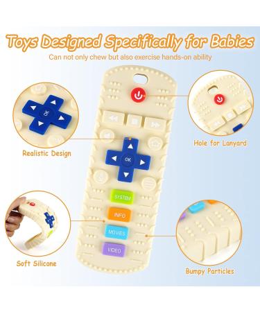 Silicone Remote Control Phone Teething Toys for Babies 6-18 Months - 2 Pack, Black Beige - Perfect Chew Toys for Teething Toddlers - Ideal Sensory Gift for Boys and Girls - Buy Online on GoSupps.com
