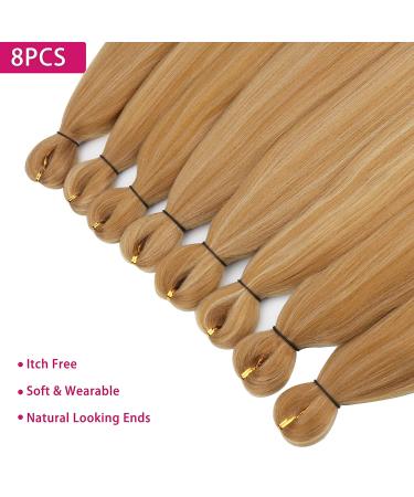 Pre Stretched Ombre Braiding Hair 30 8 Packs/Lot 27/613 Color | Yaki Texture | Hot Water Setting | Itch-Free Synthetic Extensions - Buy Online on GoSupps.com