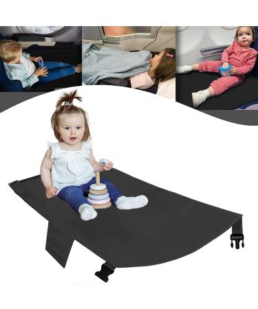 Kids Airplane Footrest Toddler Travel Bed Airplane Foot Hammock for Baby with Anti-Slip Design Airplane Seat Extender for Kids Portable Airplane Travel Accessories Aircot for Plane Kid (Black)