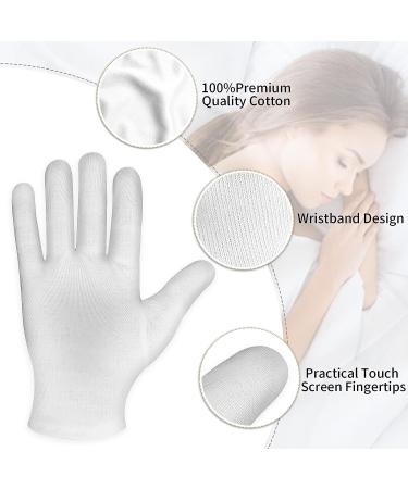 Sibba 2 Pairs Moisturizing Gloves White Cotton Gloves Overnight Bedtime Heal Eczema Sleeping Lotion Hand Spa Treatment Gloves Repair Rough Cracked Dry Chapped Hands Skin - Buy Online on GoSupps.com