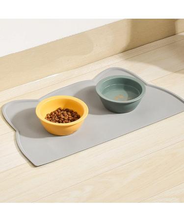 Womlex Silicone Dog & Cat Bowl Pad - Waterproof Non-Slip Cat Head Shaped Feeding Mat (Light Gray 44x25cm) - Ideal Underlay for Pet Bowls - Buy Online on GoSupps.com