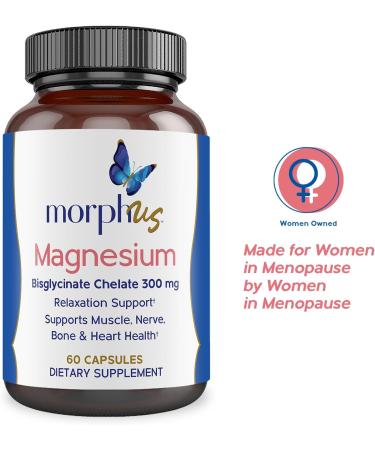 Morphus Magnesium Bisglycinate Chelate 300mg Supplement | 60 Capsules | Helps Women with Perimenopause & Menopause Symptoms | Restful Sleep, De-Stress, Relaxes Muscles & Nerves | Fast Absorption - Buy Online on GoSupps.com