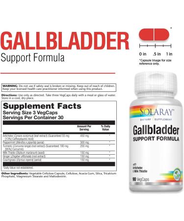 Solaray Gallbladder Support Formula - 90 VegCaps | Promotes Healthy Gallbladder & Liver Function | 30 Servings - Buy Online on GoSupps.com