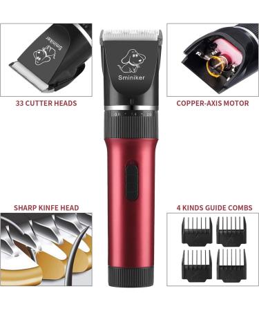 Sminiker Dog Clippers Low Noise Dog Grooming Kit Rechargeable Pet Clippers Cordless Dog Clipper Professional Dog Trimmer Suitable for Dogs Cats and Other Pets(Red) - Buy Online on GoSupps.com