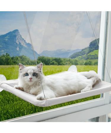 Cat Hammock Perch - Window Bed Seat Shelf for Indoor Cats | Safety Resting Shelf for 2 Cats | 360 Sunny Seat Space Saving Cat Bed (Khaki) - Buy Online on GoSupps.com