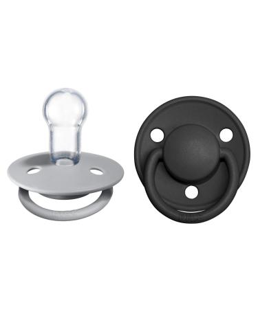 BIBSE de Lux Schnuller 2-pack BPA-free cherry shape nipple.Silicone made in Denmark.0-36 months (2-pack) cloud / black 0-36 months (2-pack) Cloud / Black