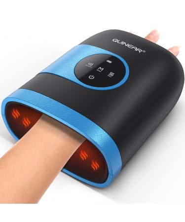 QUINEAR Hand Massager, Cordless Hand Massager with Heat and Compression for Arthritis, Carpal Tunnel and Stiff Joints - Gifts for Women Men Blue