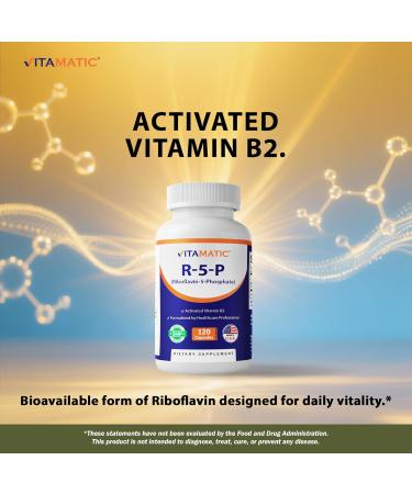 Vitamatic R-5-P Riboflavin-5-Phosphate (Vitamin B2) 50 mg | 120 Capsules | High Potency Easy-to-Swallow Vegetarian Capsules 120 Count (Pack of 1) - Buy Online on GoSupps.com