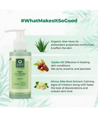 3-in-1 Organic Face Wash for Dry & Normal Skin | Daily Cleansing Scrubbing & Glowing | Paraben & Sulphate Free - 100 ml - Buy Online on GoSupps.com