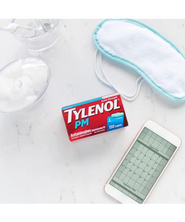 Tylenol PM Extra Strength Caplets 100 ct | Nighttime Pain Relief & Sleep Aid with Acetaminophen & Diphenhydramine HCl - Buy Online on GoSupps.com
