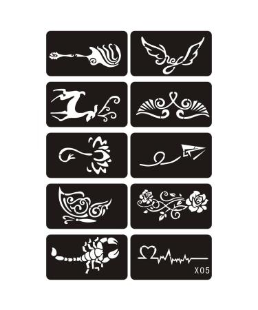 Xmasir 5 Sheets 70pcs Small Glitter Woman Drawing Tattoo Stencil Set for Kids - Cute Airbrush Stencils & Templates - Buy Online on GoSupps.com