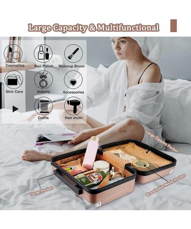Lzttyee Small Hard Shell Cosmetic Case - Rose Gold | Portable Travel Makeup Suitcase - Buy Online on GoSupps.com