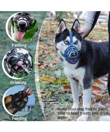Premium Blue Dog Muzzles (2 Pieces) - Fits Snouts 20.3 cm - 25.4 cm & 8-10 cm - International Shipping Available - Buy Online on GoSupps.com