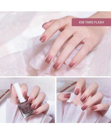 TBeautfave Glitter Pink & Purple Nail Varnish Pink Nail Polish Quick Dry Nail Polish Long Lasting Nail Polish Non-Toxic Nail Polishes No Need Cure Nail Gel Polish Nail Varnish Taro flash+Star flash - Buy Online on GoSupps.com