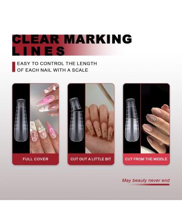 Dual Nail Forms Set - 100 Coffin-B Shaped Polygel Extensions with Clips Brushes and Files for Salon & DIY Nail Art - Buy Online on GoSupps.com