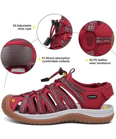 DANNTO Women's Trekking Sports Sandals - Closed Rubber Hiking Sandals for Summer Travel - Pink - EU Size 41 - Buy Online on GoSupps.com