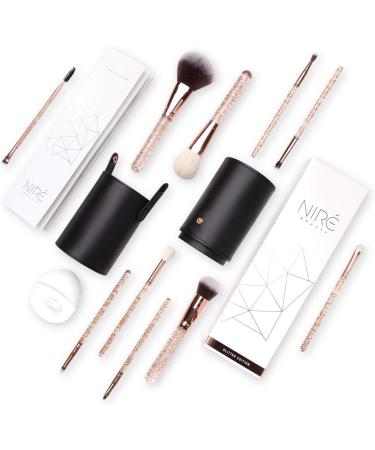 Nir Beauty Essential Glow Set Glitter Makeup Brushes with Makeup Brush Holder and Facial Cleansing Brush - Buy Online on GoSupps.com