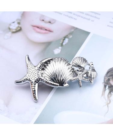 Wendalern Boho Starfish Hair Clips Seashell Starfish Hair Barrette Clips Silver Shell Barrette Hairpin Vintage Starfish Metal Hairclips Accessory for Women and Girls - Buy Online on GoSupps.com