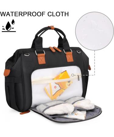Pomelo Embossed Black Baby Changing Bag with Pram Clips and Changing Mat - Mom and Dad's Ultimate Essential - Buy Online on GoSupps.com