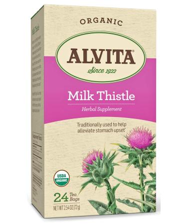Alvita Organic Milk Thistle Herbal Tea - Made with Premium Quality Organic Milk Thistle Seeds, And Pleasant Delicate Flavor, 24 Tea Bags