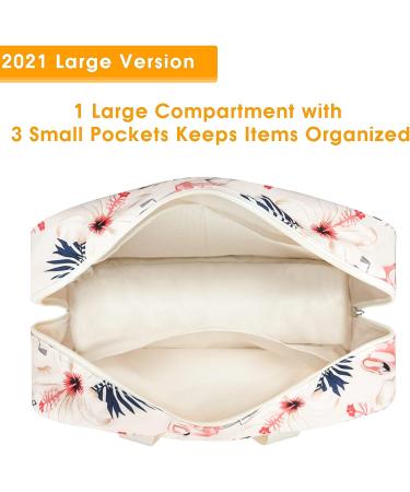 Large Beige Flamingo Toiletry Bag for Women - Travel Makeup Organizer and Medicine Bag - Buy Online on GoSupps.com