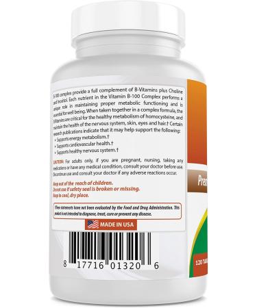 Best Naturals B-100 Complex for adults 120 Tablets 120 Count (Pack of 1) - Buy Online on GoSupps.com